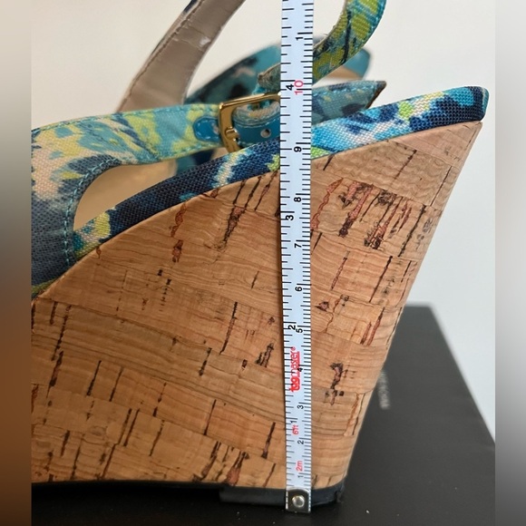 Tahari Women’s Batik Blue Taylor Cork Platform Wedge Sandals, Open Toe; Size 9 - Picture 9 of 10